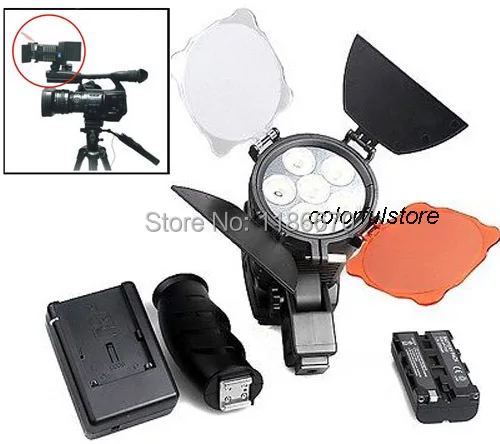

FreeShip 5010 6 Pcs Super Light Beads LED Video Lamp 5500K-6500K For Canon Nikon Camera Camcorder+ NP-F550 F570 Battery+ Charger