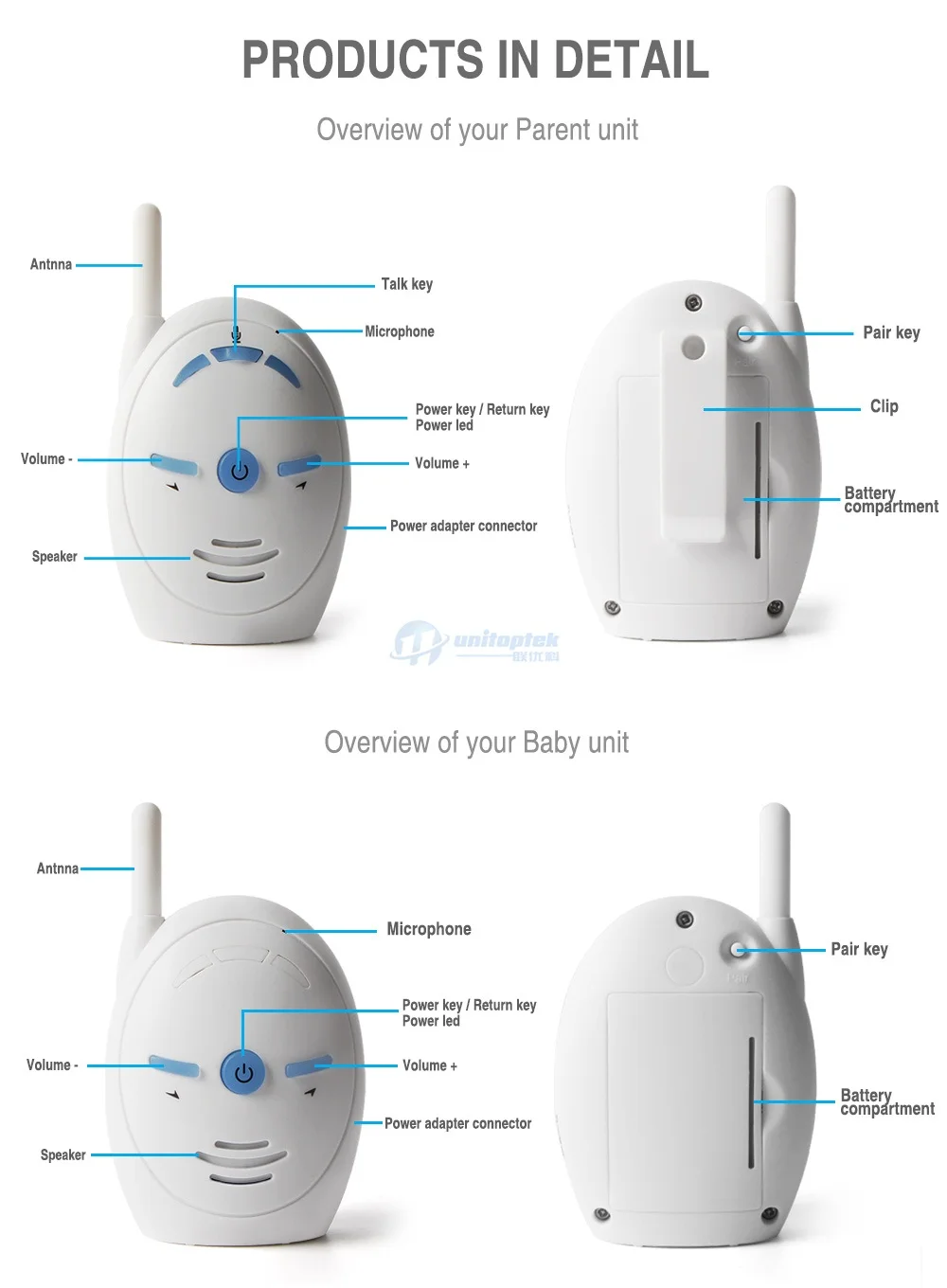 08 2.4ghz wireless baby monitor 