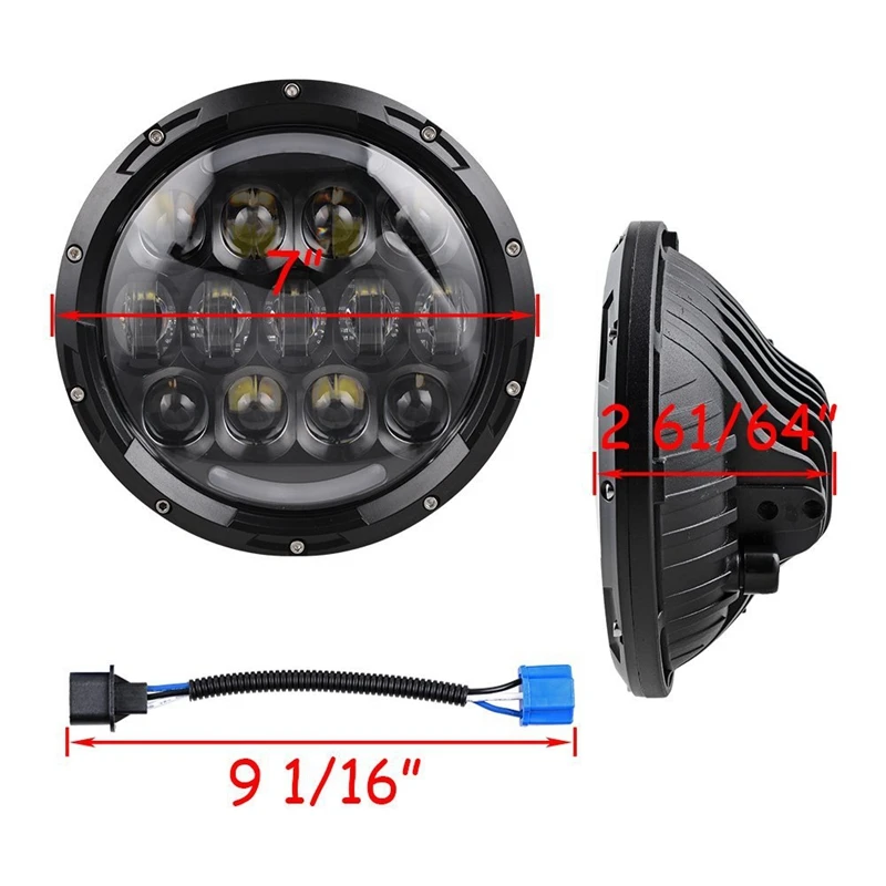 High Power 105W 7 Round LED Head light Hi lo Beam Head Lamp Turn Signal Light DRL for Jeep Wrangler