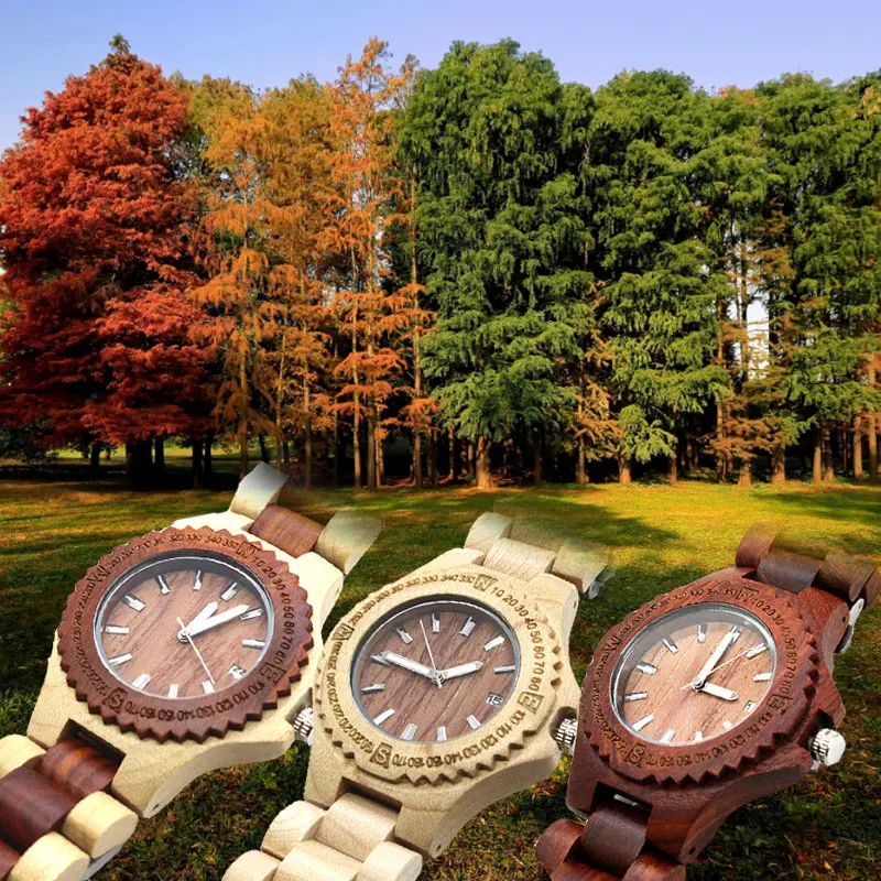women-lady-wood-band-red-white-watch1-(8)