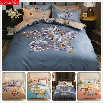 

2019 New Stylish Fashion Print 1.5m 1.8m 2m Flat Sheet Bed Linen 3/4 pcs Bedding Set King Queen Double Size Duvet Cover Bedlinen