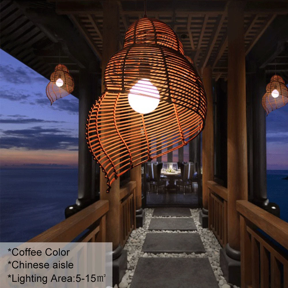 Юго-Восточная Азия нестандартный подвесной светильник в виде морской улитки форма E27 лампа из ивовых прутьев оттенков светодиодный свет для учебы гостиной часы с кварцевым механизмом и т. Д