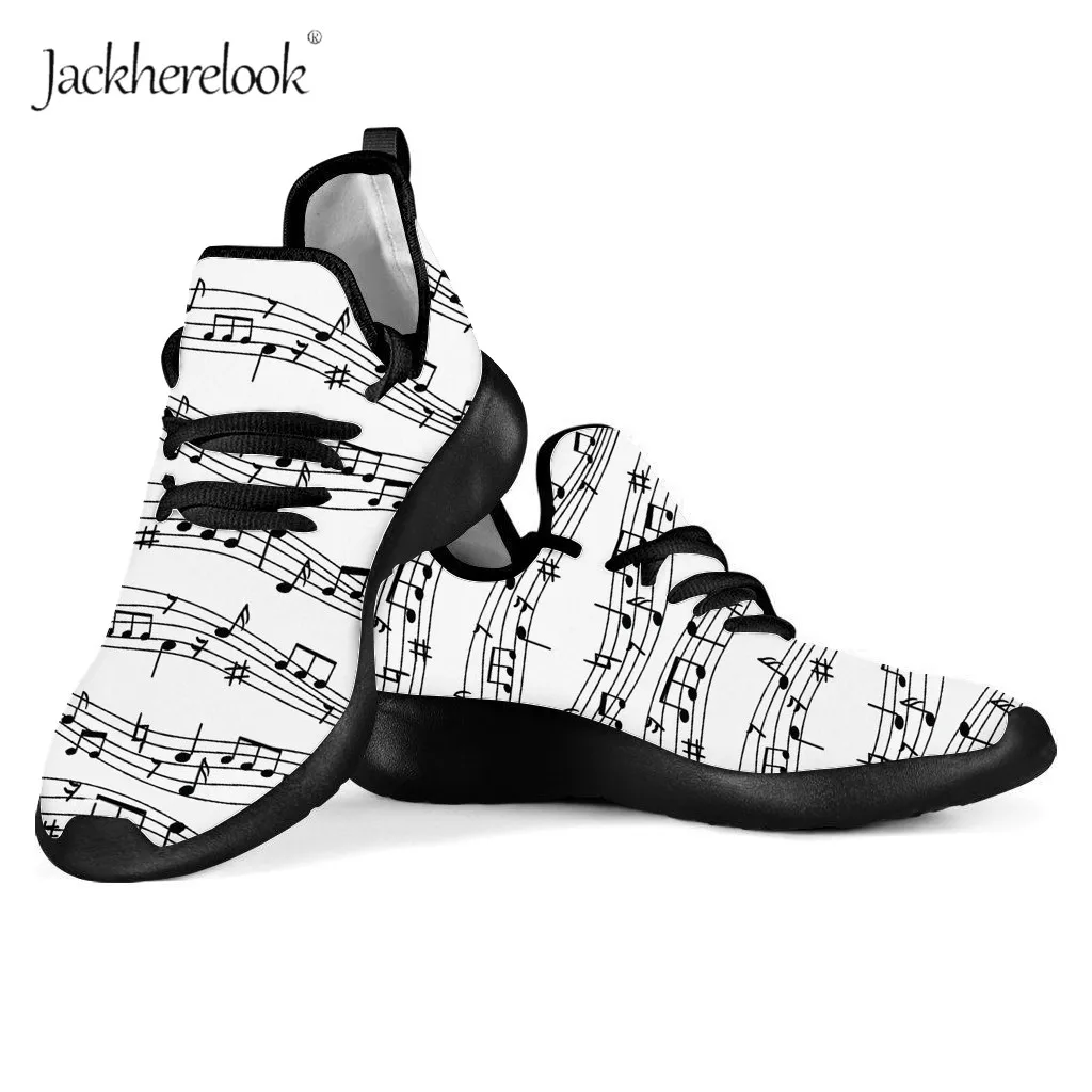 

Jackherelook Music Notes Mesh Knit Sneakers Women's Light Comfort Flats Shoes Women Casual Shoes Female Girls Breathable Flats