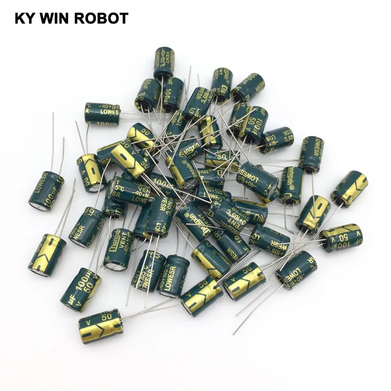 

50pcs Aluminum electrolytic capacitor 100uF 50V 8*12 Electrolytic capacitor