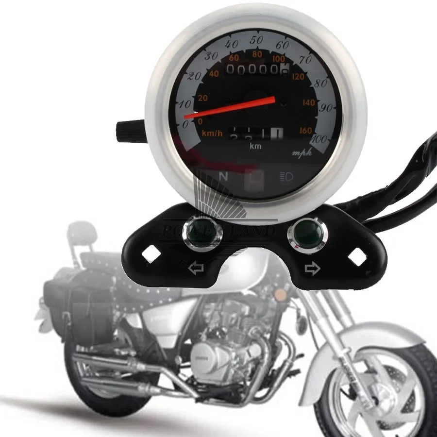 

Black Motorcycle 12V LED Digital Backlight Tachometer Backlight Gauge Dual Speedometer Odometer Universal for Kawasaki Suzuki