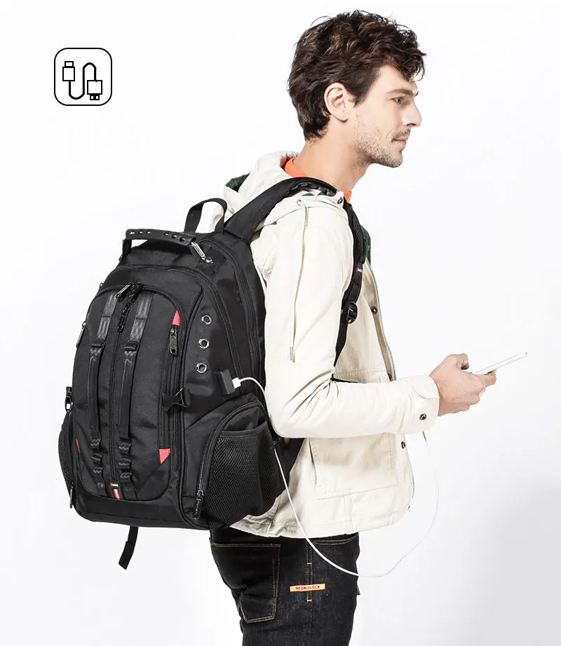 Мужской рюкзак для путешествий 45л, 15,6, рюкзак для ноутбука, мужской рюкзак с USB, противоугонные рюкзаки для подростков, школьный рюкзак, молодежный рюкзак mochila wo, мужской рюкзак
