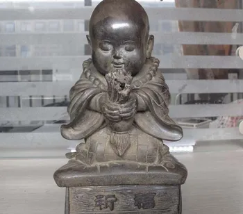 

Chinese Buddhism Pure Bronze Copper small Boy bonze supplication Buddha Statue