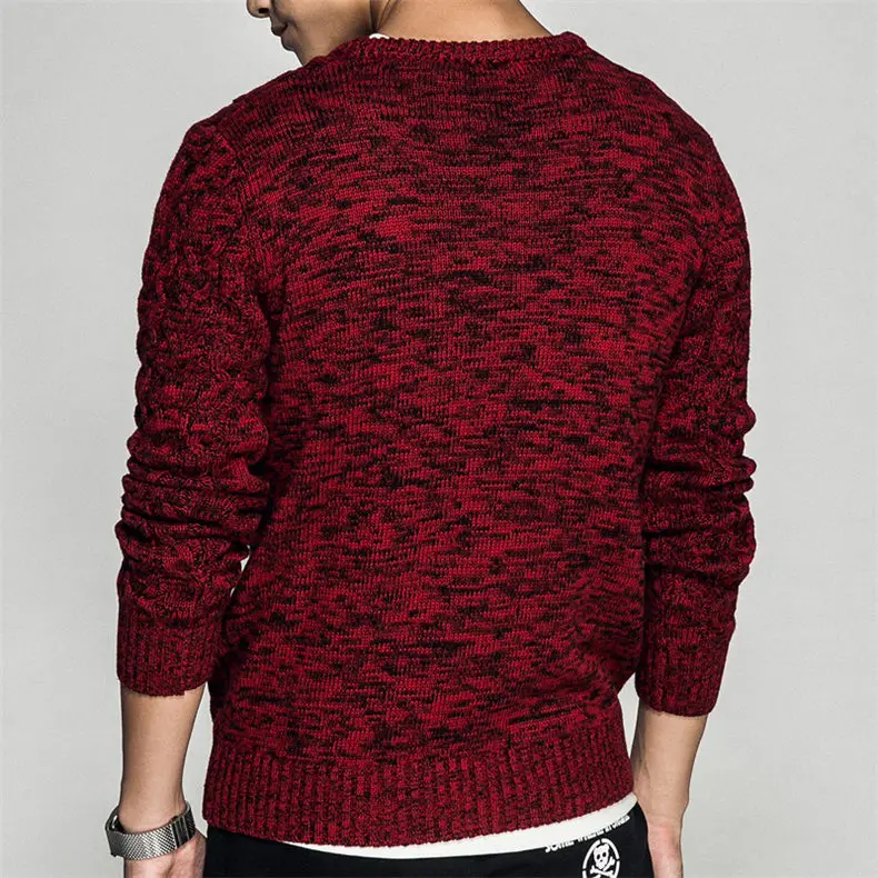 Colored Wool Thick Twist Sweater Pullovers Men 2018 Autumn Winter Mens Sweaters Shirt Vintage Warm Pullover Male Brown Red Black-06