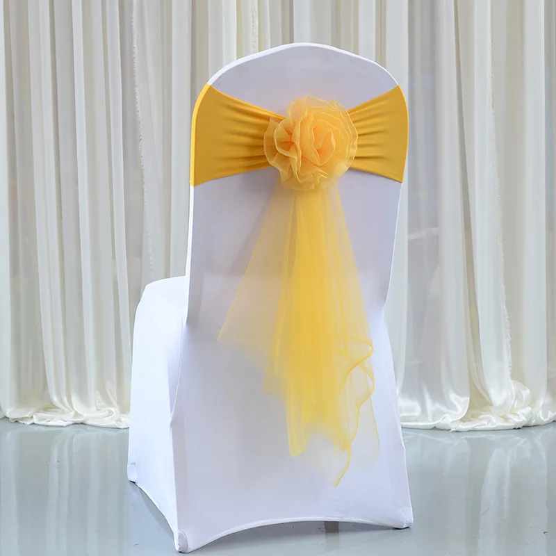20шт высокое качество свадебное украшение для стульев узел прозрачный золотой стул ленты с бантом стул пояса для свадебной вечеринки банкет отель Декор - Цвет: Gold