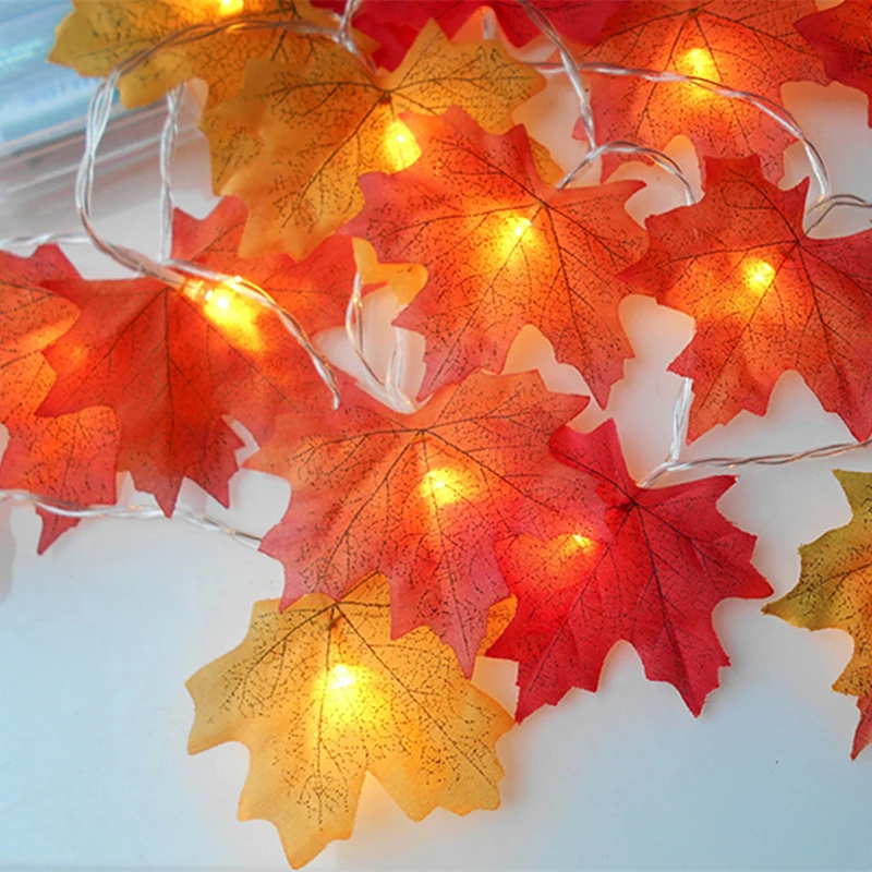 LED String Maple Leaves Fairy Garland String Lights Battery Operated Helloween Garden Home Christmas Tree Decoration Lighting
