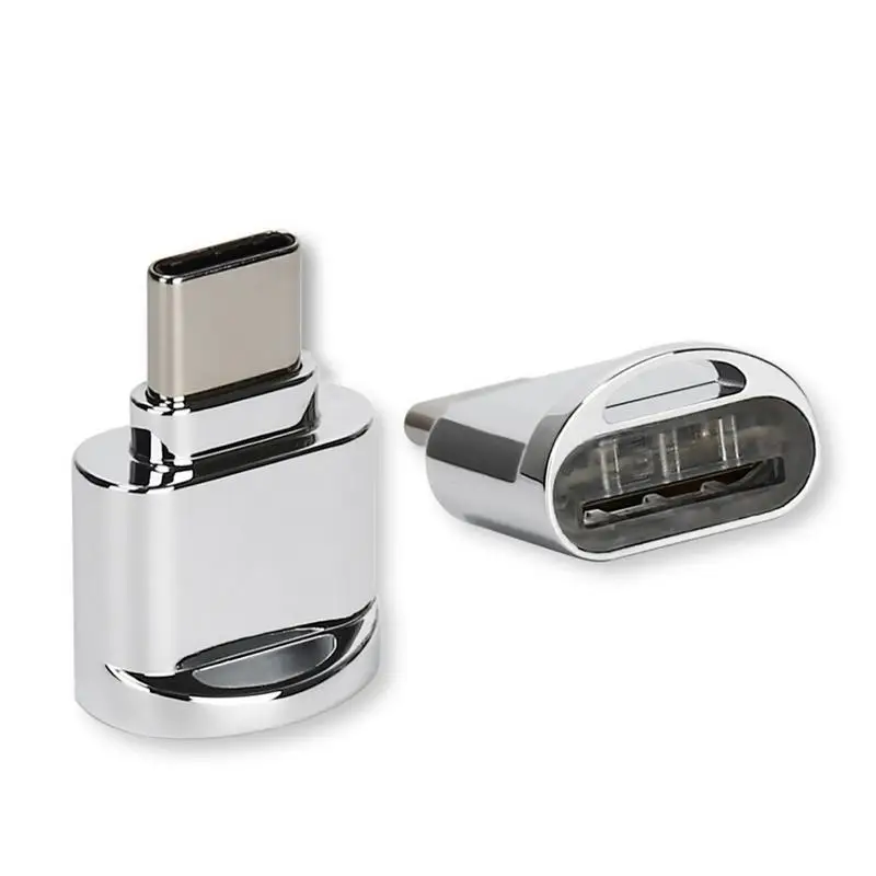 Type-C OTG адаптер USB 3,1 Micro конвертер OTG type C Портативный usb c адаптер с TF SD карт памяти ридер - Цвет: Silver