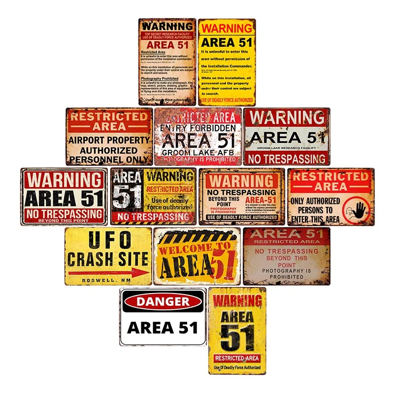 Metal Tin Sign warning area 51 Bar Pub Home Vintage Retro Poster Cafe ART Metal Tin Sign warning area 51 Bar Pub Home Vintage Retro Poster Cafe ART