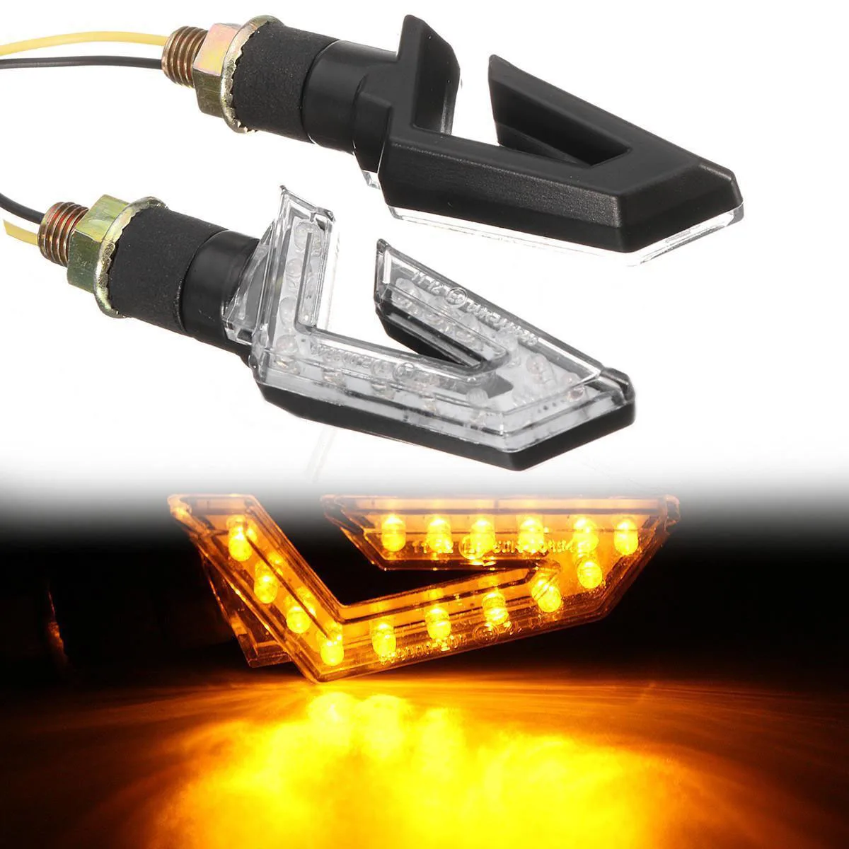 

2pcs Universal Motorcycle 15LED Turn Signal Light Indicators Blinker Amber