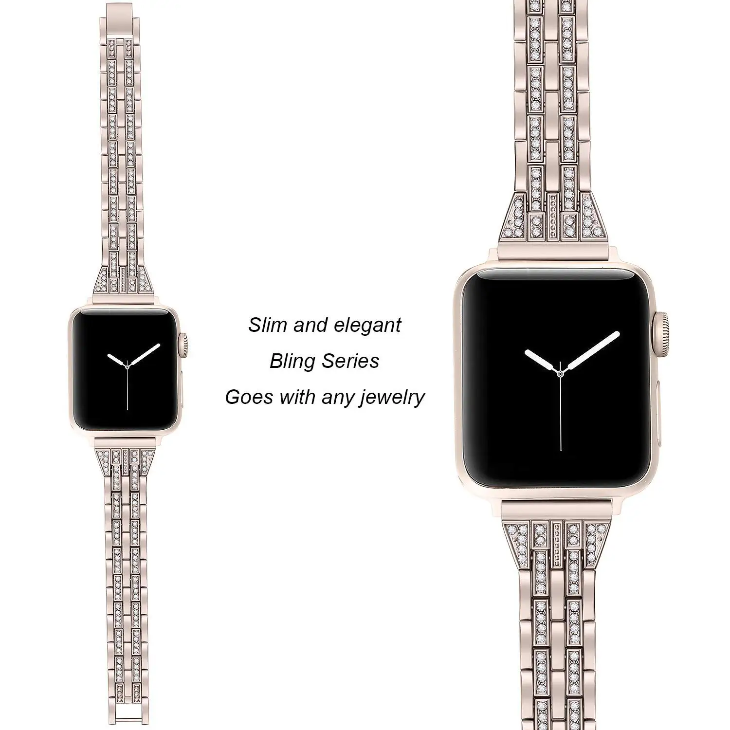 JANSIN ремешок с бриллиантами для Apple Watch 38 мм 40 мм 42 мм 44 мм браслет женский ремешок из нержавеющей стали iWatch band Series 5 4 3 2 1