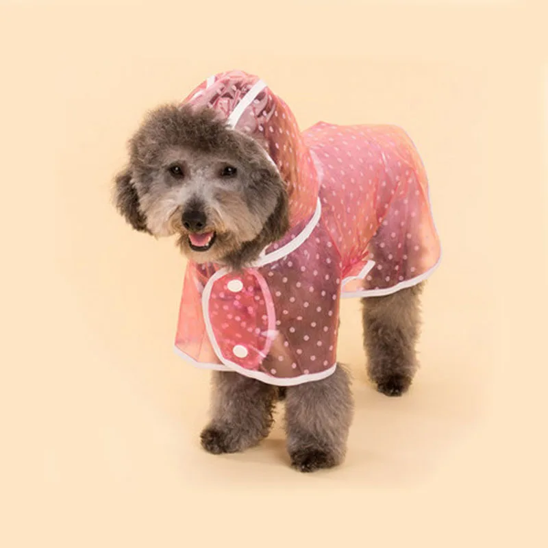 Dot розовый синий прозрачный Мягкий тканевый дождевик для собак одежда ветрозащитная для собак дождевик с капюшоном одежда для домашних животных
