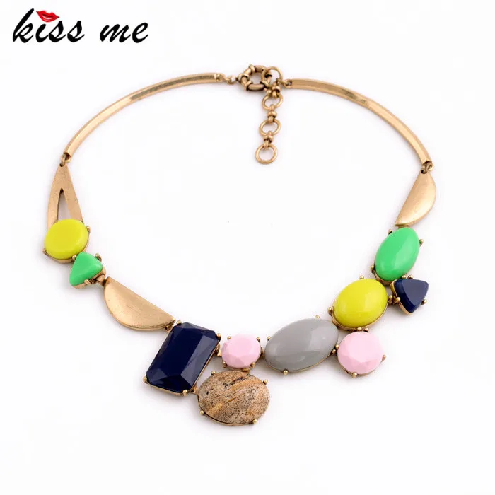 

Personality Irregularity Colorful Created Stone Bubble Bib Statement Necklace KISS ME Fashion Jewelry