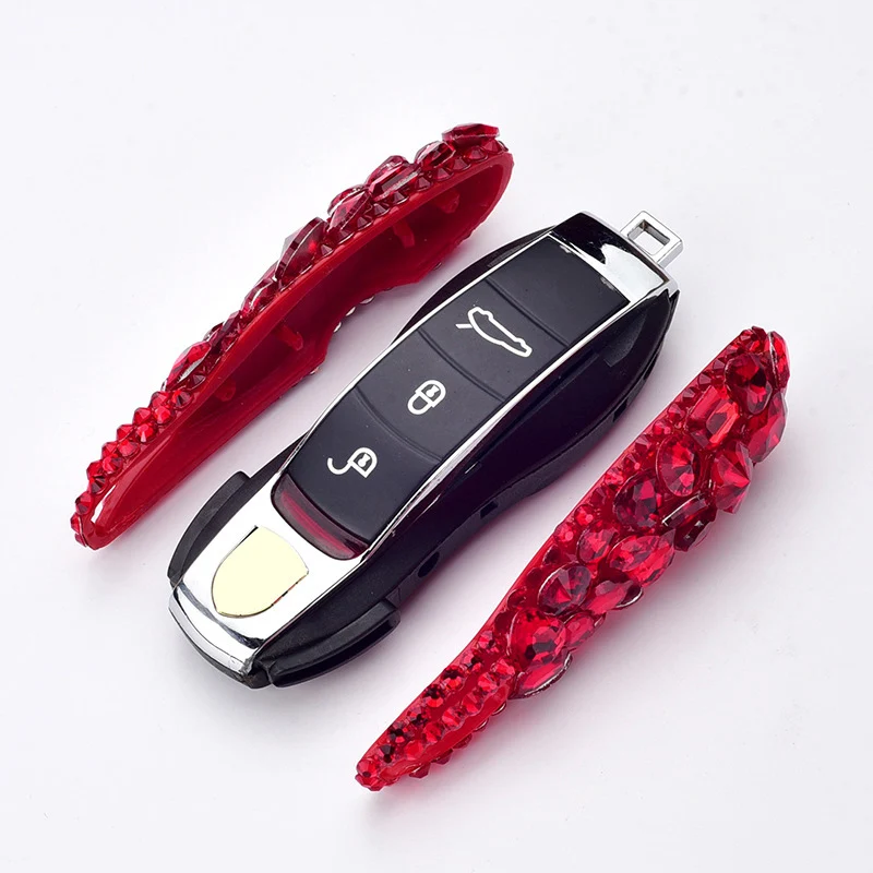 

Car Key Case Luxury Shining Diamond Crystal Smart Remote Control Key Holder for Porsche Macan Panamera 911 981 991 Bobst Cayenne