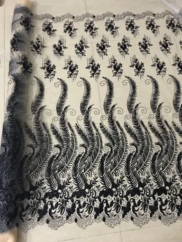 

Silver African Lace Fabric 2019 High Quality Black Glitter Sequins Lace Fabric Wine Nigerian Embroidery Tulle Mesh Lace Fabrics