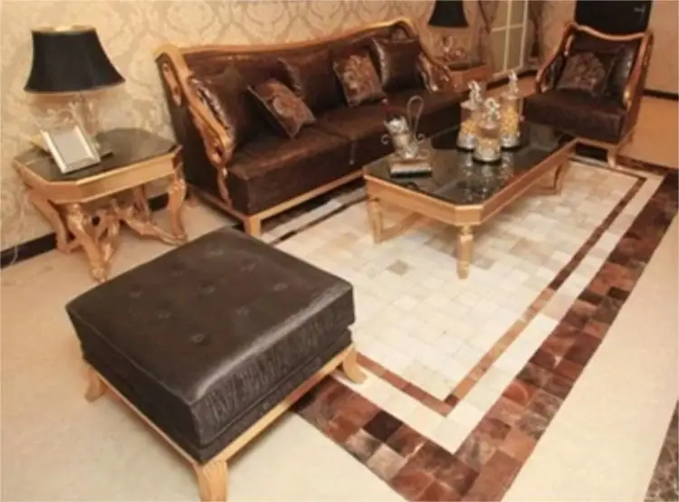 

Fashionable art carpet 100% natural genuine cowhide leather needle punched carpet