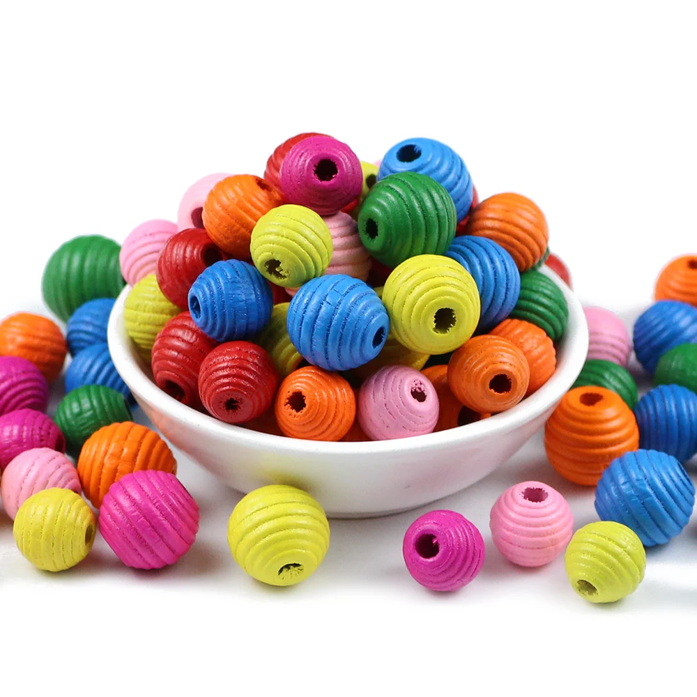 

JHNBY DIY 30pcs Thread Wooden Beads For Jewelry Making Eco-Friendly Lead-Free Crafts Kids Toys 16/12mm Spacer Beading Loose Bead
