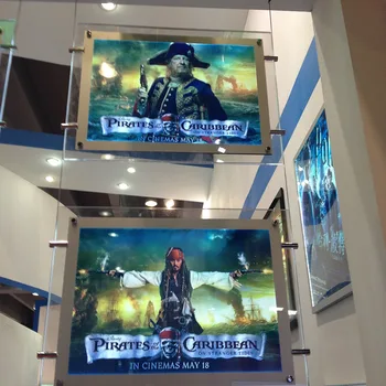

Acrylic led illuminated movie poster frame A3 double side display light box signage for Home Theater Window