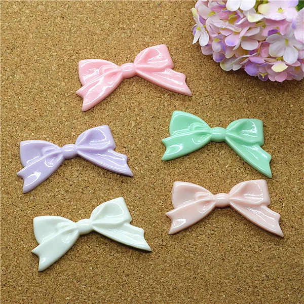 

resin kawaii bow for ornament 50pcs/lot 20*48mm 5 color equal