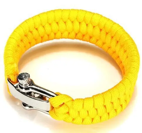 الرجال أساور سوار paracord بقاء التخييم العسكرية 7-Strands اليدوية موضوع المعصم الفرقة تكبل مشبك