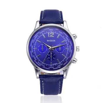 

Mens watches Retro Design Leather Band Analog Alloy Hook Buckle Quartz Wrist Watch relojes para mujer in Black Blue and Brown