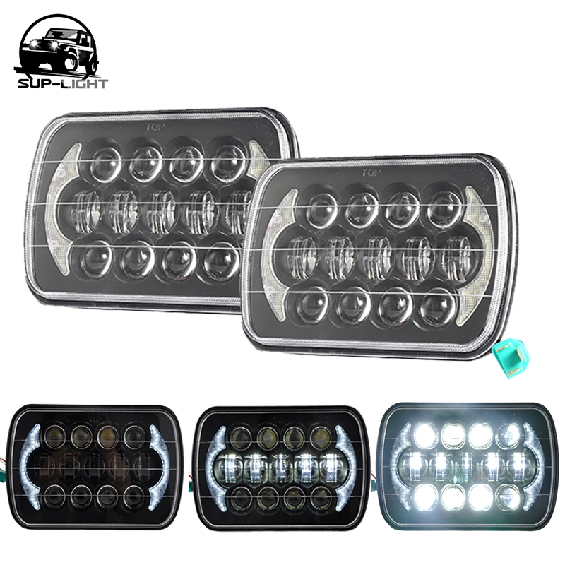 7x6 светодиодный светодиодные фары прямоугольные 5X7 105 Вт для Ford Van Jeep XJ H4 PLUG (черный)