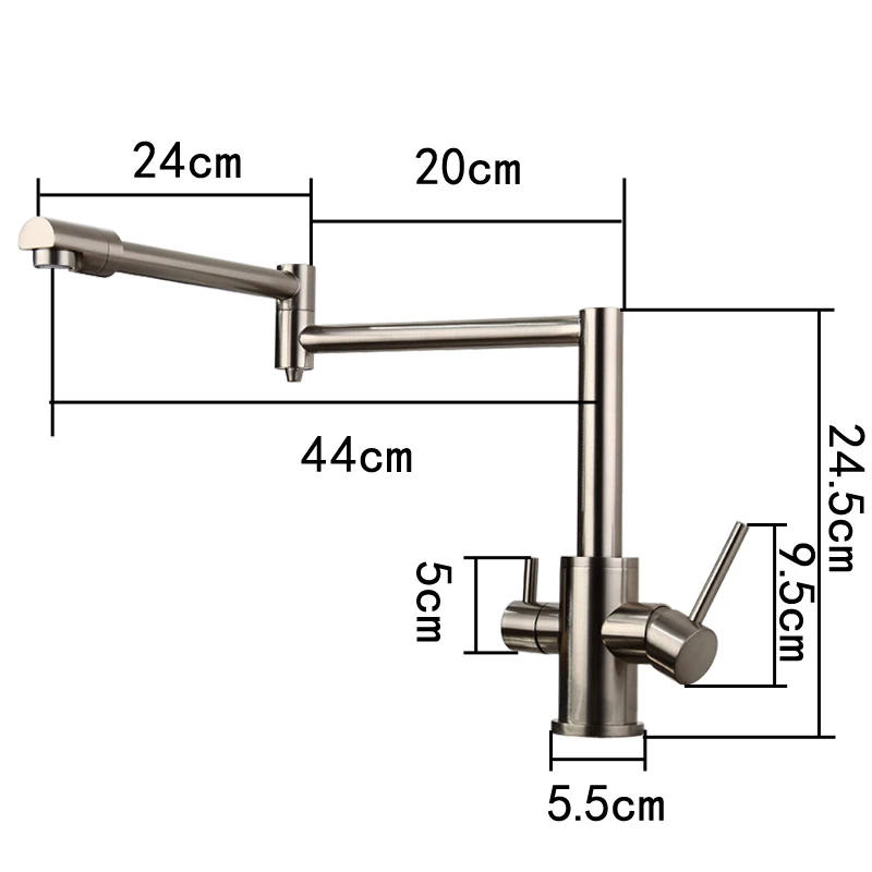 MTTUZK Brass Brushed Kitchen Folding Faucet With Pure Water Cold Hot Kitchen Modern Drinking Water 3 Way Filtered Faucet Mixer