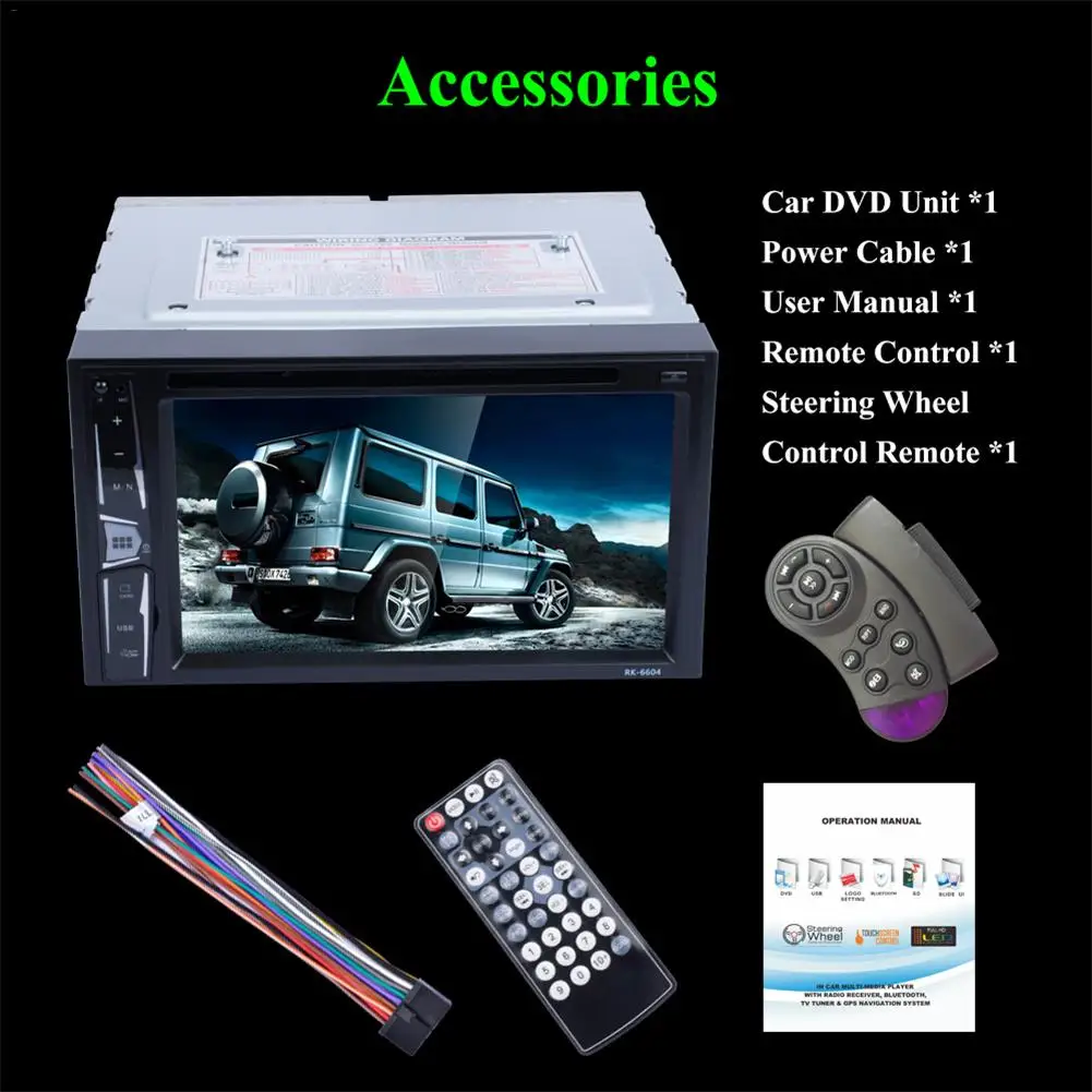 Универсальный Bluetooth DC12V 6,2 ''2 DIN автомобильный DVD CD плеер авторадио 1080P сенсорный экран авто радио MP5 плеер TF USB FM плеер