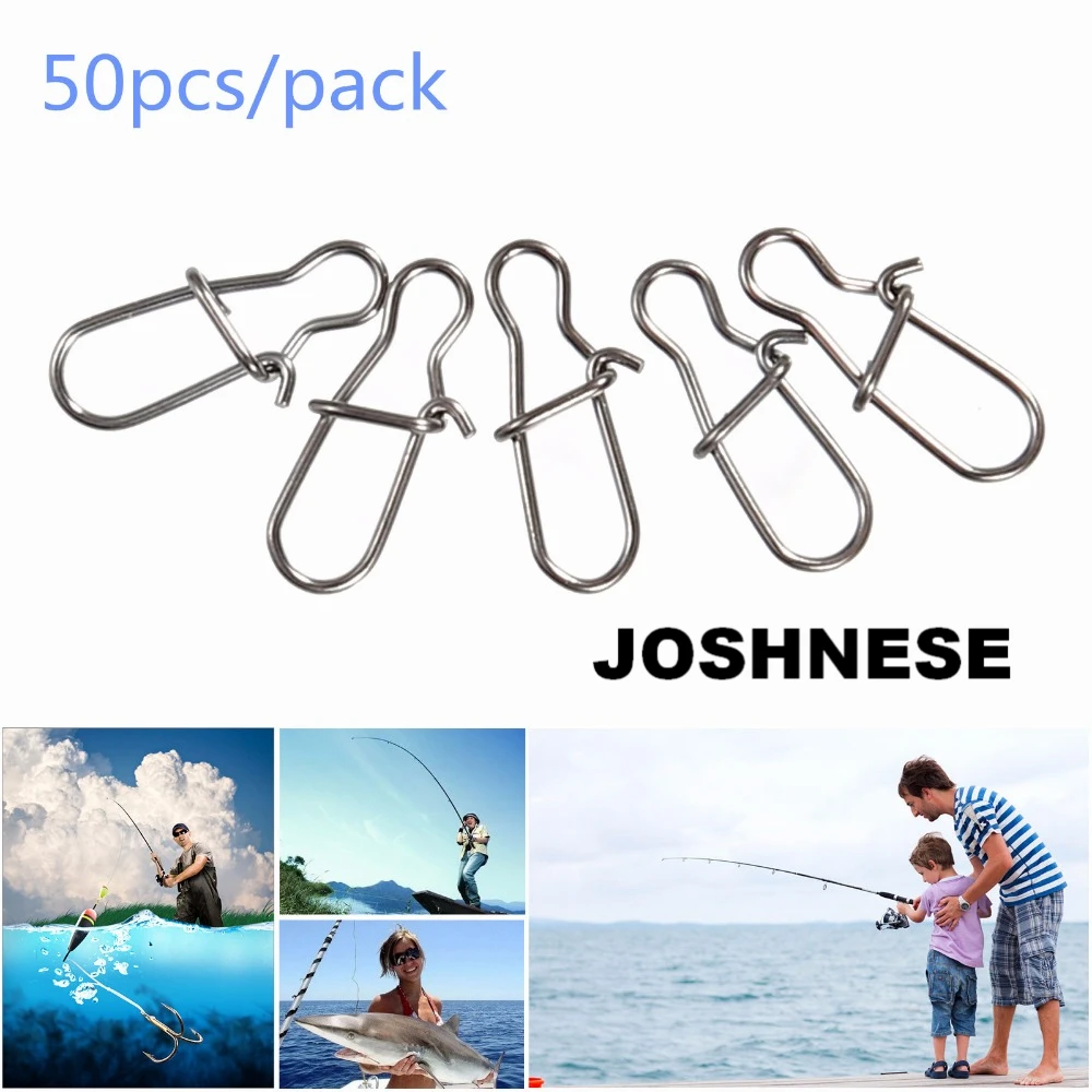 JOSHNESE 50 шт. защелки из нержавеющей стали|hook connector|snap swivelfishing hook |