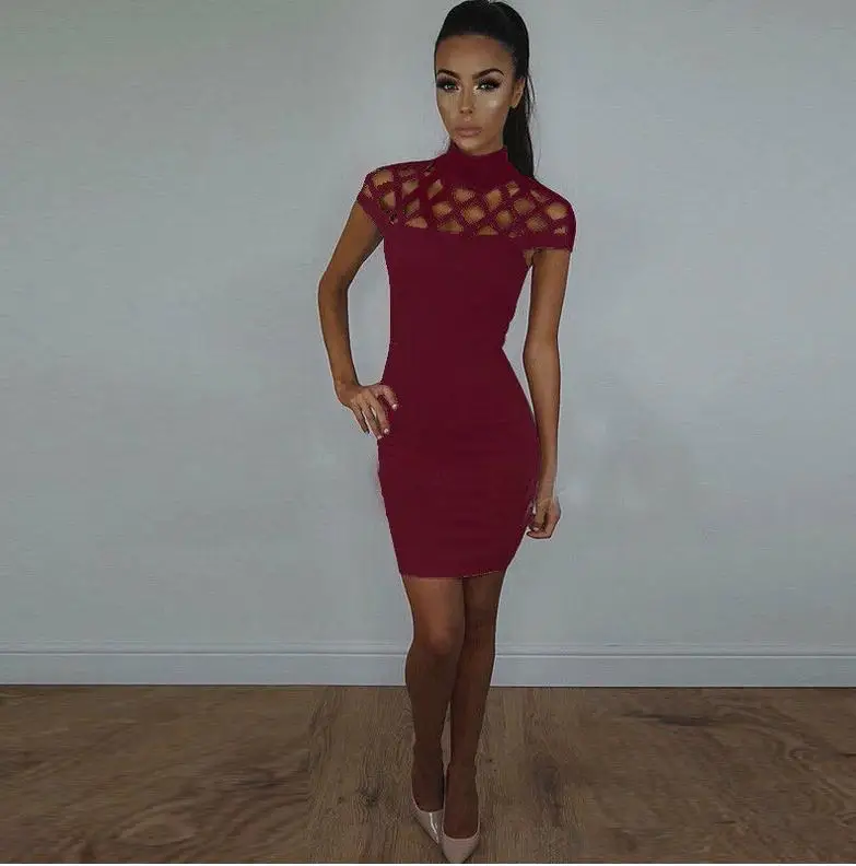 

Sexy Summer Women Bandage Bodycon Sleeveless Black Hollow Out Evening Party Short Mini Dress US