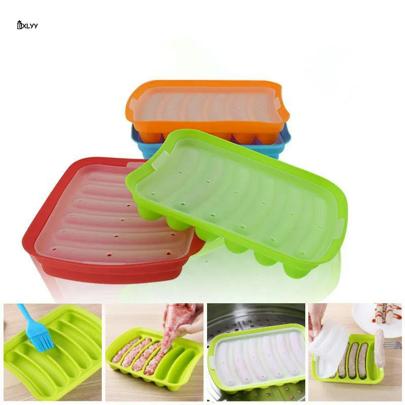 

BXLYY Sale 3 Colors Sausage Making Mold DIY Silicone Handmade Burger Hot Dog Manufacturer Reusable Mold Kitchen Accessories.8z