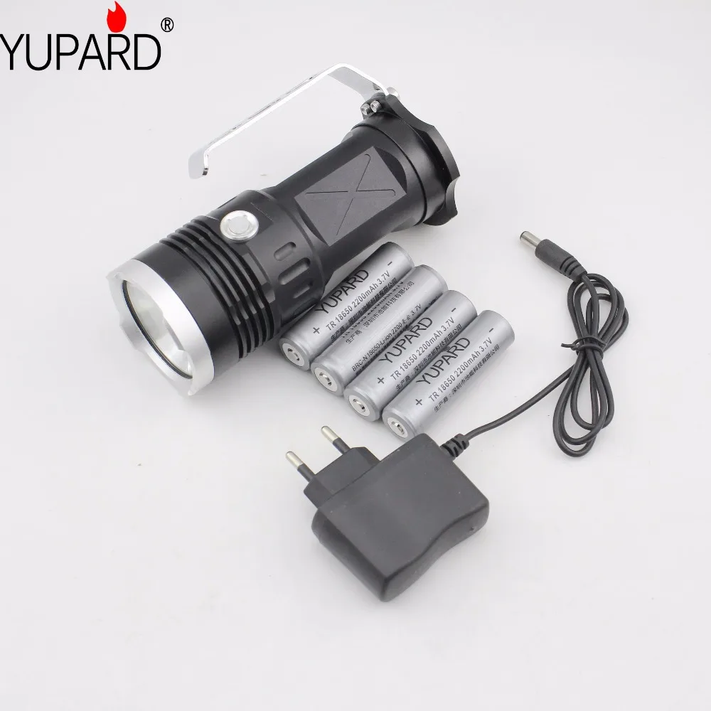

YUPARD 3* XM-L2 LED Searchlight Spotlight Flashlight torch lamp light 18650 battery 5500 Lm T6+4* 2200mAh 18650 Battery+Charger