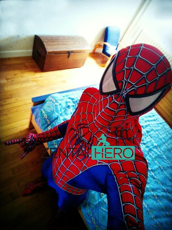 Free Shipping DHL Raimi Spiderman Costume 3D Original Movie 2017 Halloween Cosplay Spiderman Superhero Costume Bodysuit