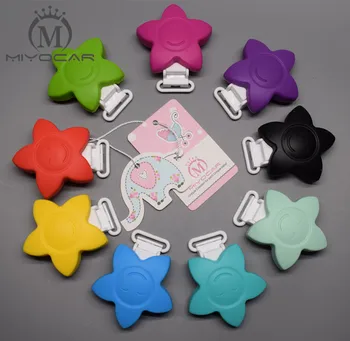 

MIYOCAR Silicone star pacifier clip No BPA food grade safe Silicone Teether clip dummy clip pcaifier holder