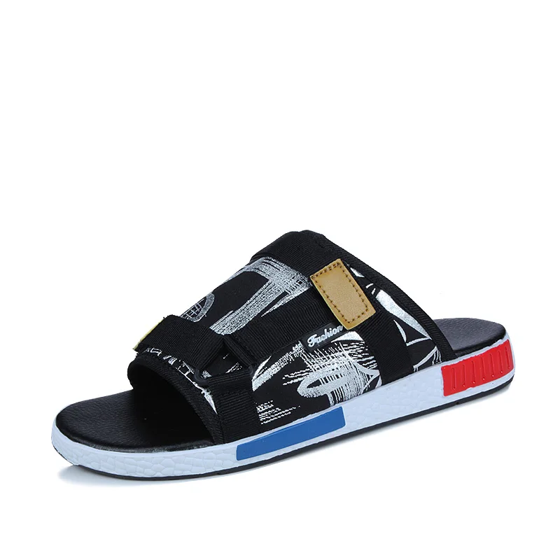 Men's new outdoor beach sandals youth indoor denim word slippers
