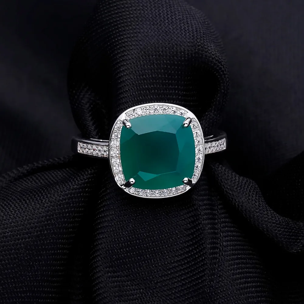 Gem's Ballet 5.22Ct натуральный благородный зеленый агат, натуральный камень классические кольца для женщин 925 пробы серебро обручальное кольцо ювелирные украшения