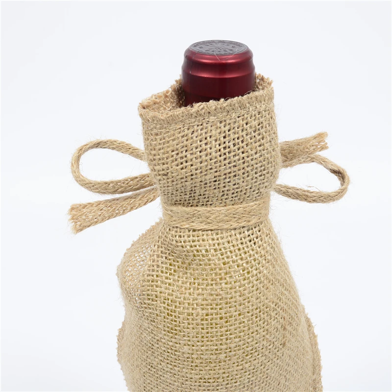 500 шт. прозрачное окно натурального джута бутылки вина охватывает органзы холщевый мешок подарочные пакеты 6,3 "x 12,6" для рождественской