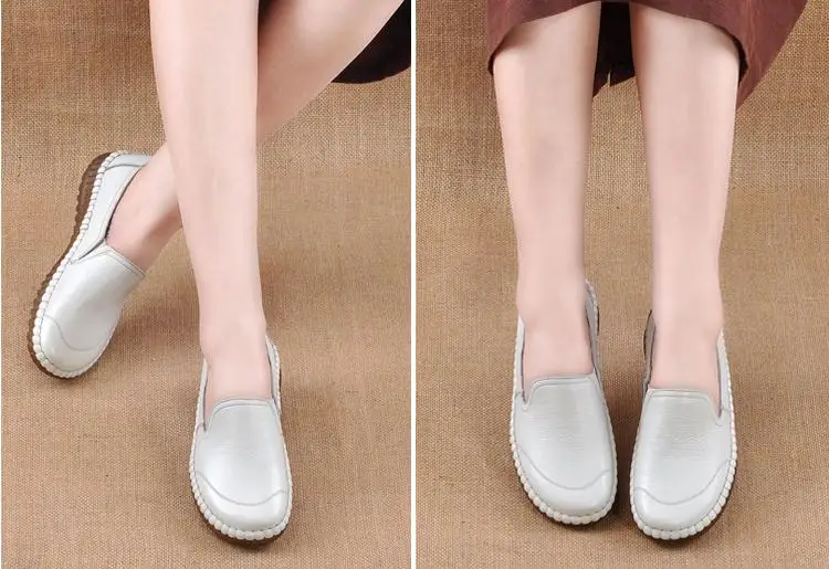 Genuine Leather Loafers Women Casual Shoes Handmade TPR Bottom Mother Slip On Flats Comfort Sewing Women Shoes Plus Size 35-41 (7)