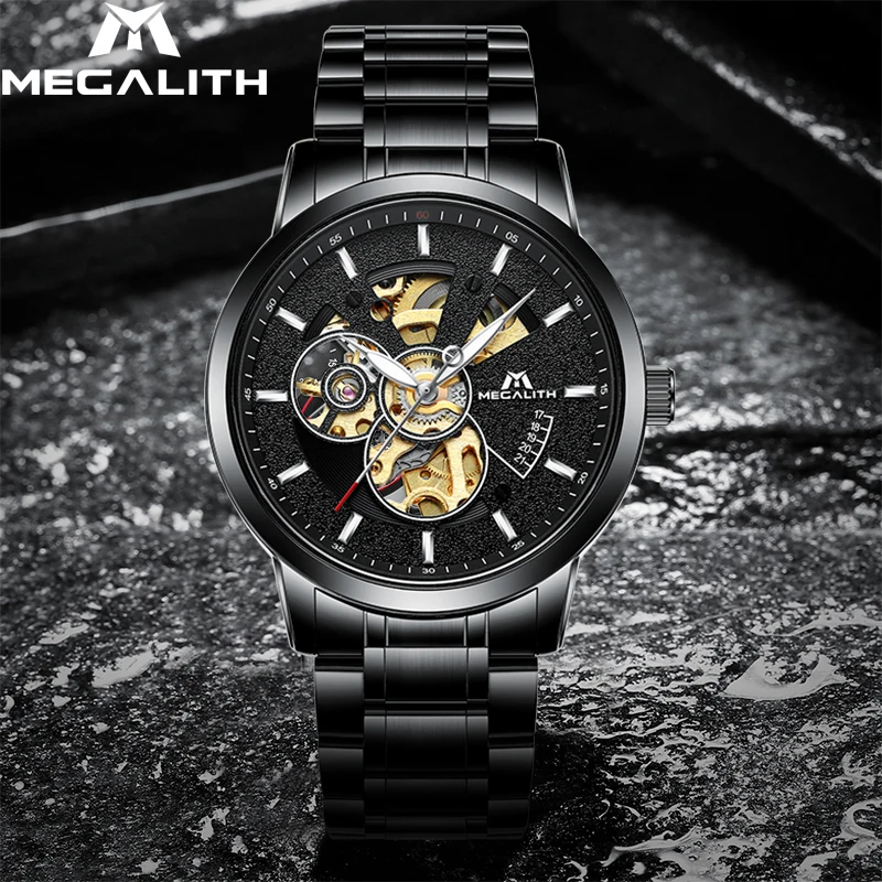 

MEGALITH 19 Business Men'S Mechanical Watch Luxury For Male Automatic Watch Waterproof Stainless Steel Male Clock Reloj Hombre