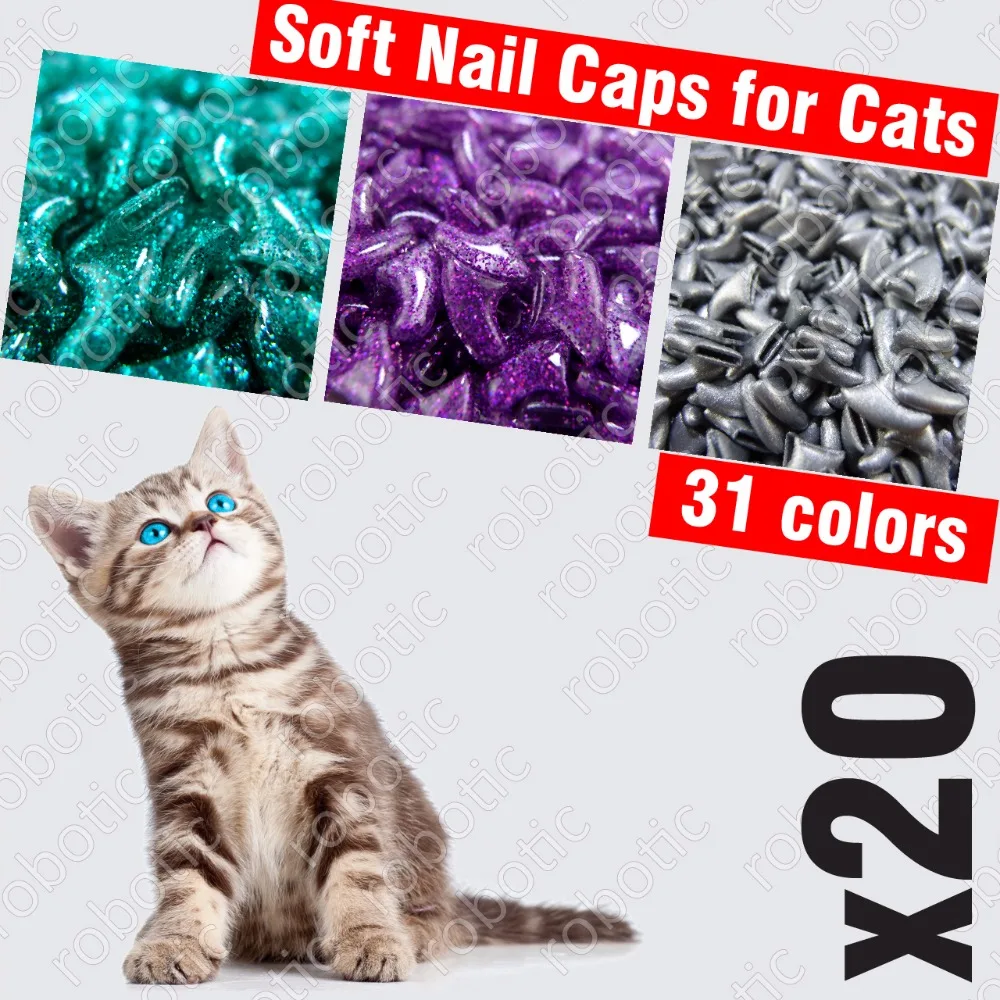 Cheap 20Pcs Cat Kitty Paw Beauty Fingernail Cap+Glue Gun Soft Rubber Nail  Cover Claw Hat Pet | Joom