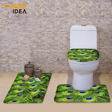 HUGSIDEA 3 шт. Ванная комната Чехлы для сиденья унитаза комплект 3D животного Перо узор мягкие туалет Подушки пол cartpet пьедестал Коврики для ванной