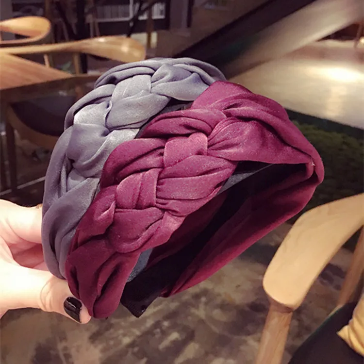 

Korean hairband Women Cotton fabric Knotted headband Vintage twist turban hair accessories Wide Hair Band handmade boho Headwear