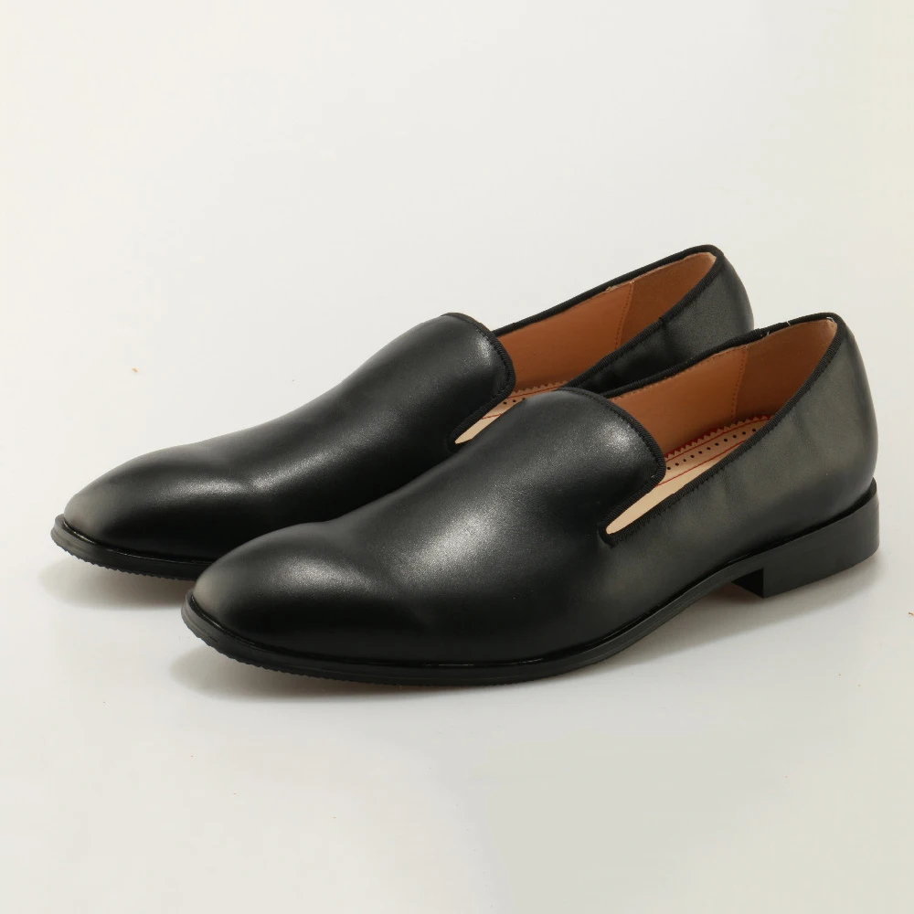

Eunice Choo Smooth Leather Slip On Causal Men Loafers Simple Design Comfortable Men Driving Shoes Black Male Flat Shoes