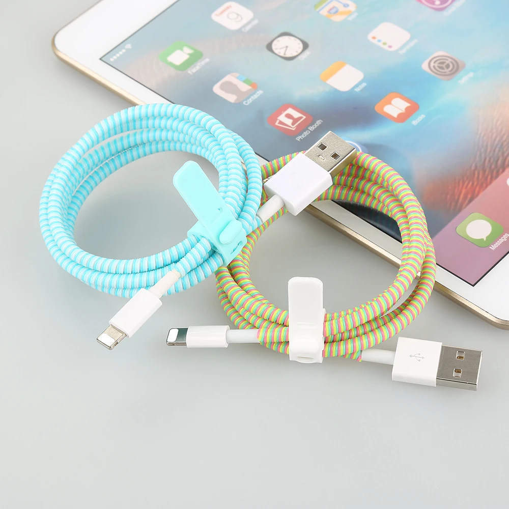 

2019 1.4M Cable Winder wire Protection Case Data Line Protection Spring Rope twine For iPhone Android USB Cover cord protector