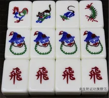 156 pcsTiles/ensemble singapour, malaisie Mahjong, taille 37mm ajouté chat, souris, poulet, mille-pattes, mouche et bonhomme de neige tête que chinois(China)