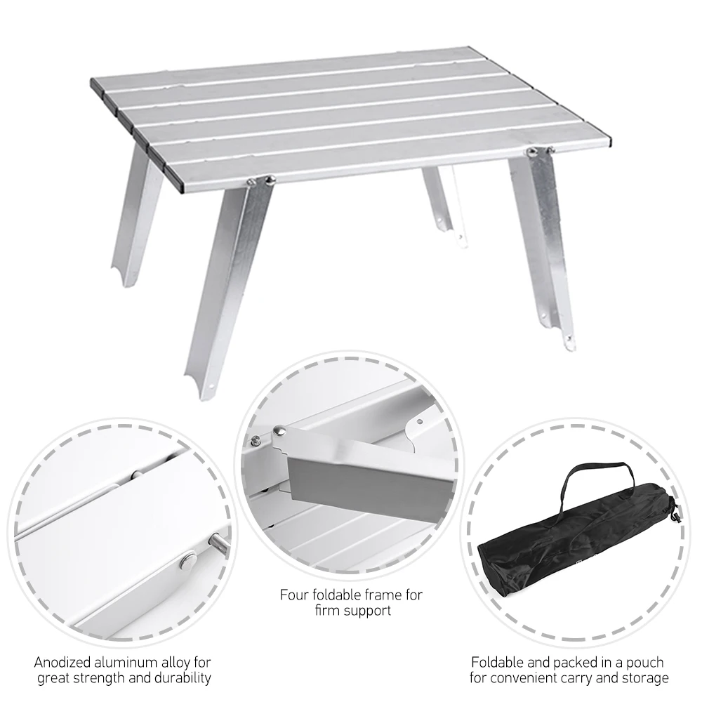 Outdoor Micro Table Mini Camping Table Foldable Aluminum Table for Park Picnic Beach Leisure Ground Relaxing