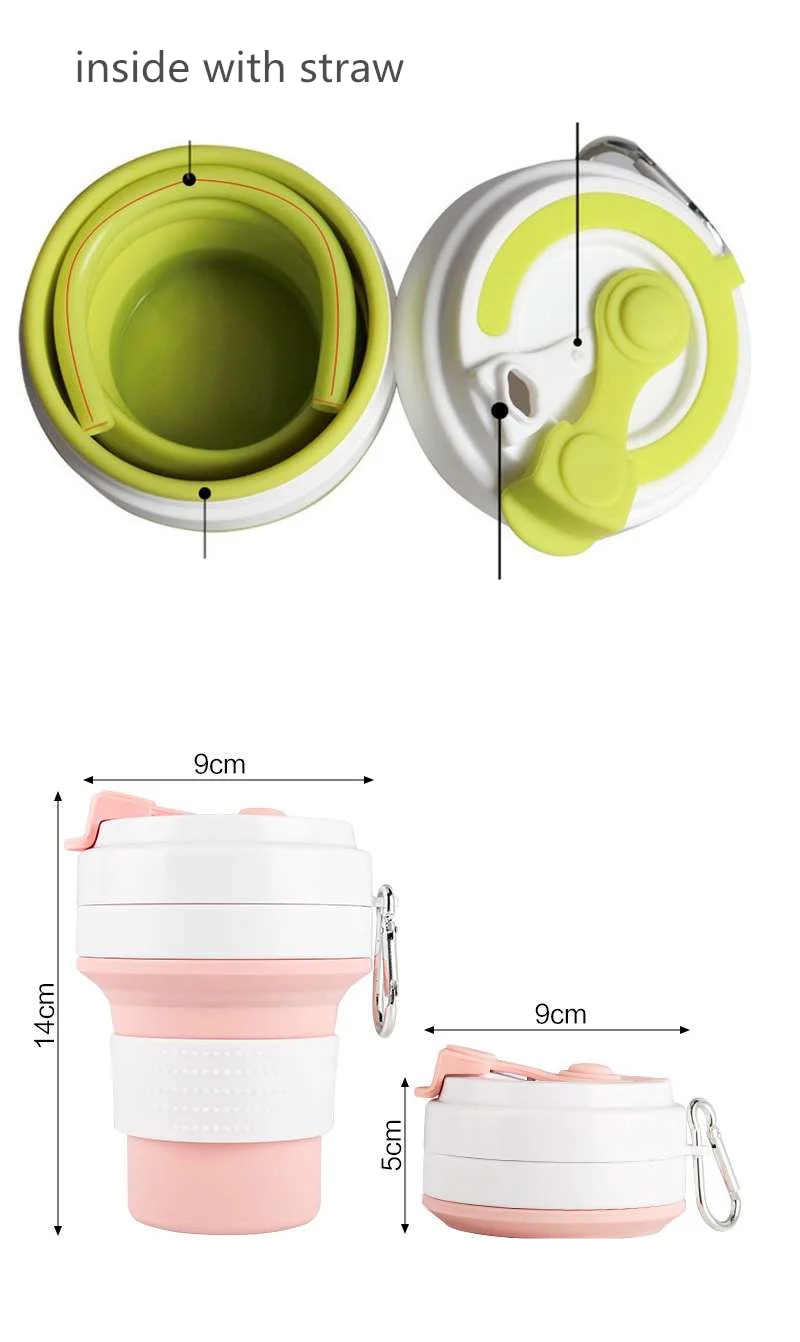 Силиконовая складная чашка кофейная чашка с трубкой для путешествий на открытом воздухе портативная телескопическая чашка